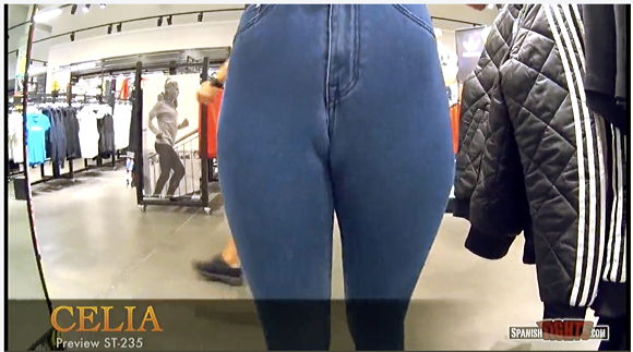 At the mall in super tight jeans