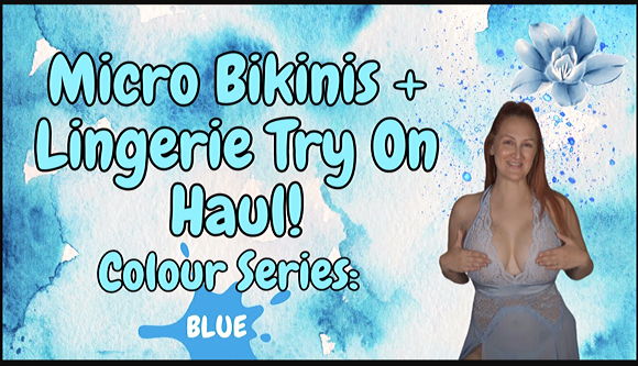 『カラー シリーズ 5: ブルー マイクロ ビキニ +AvidLove ランジェリーを試着してください!』【EILDTV】